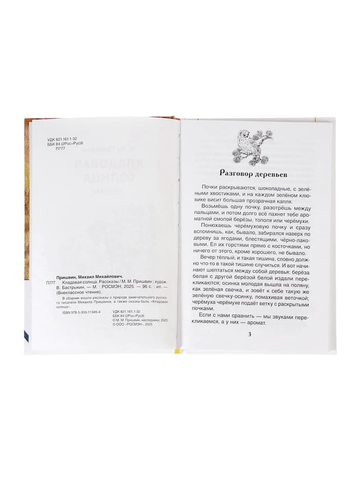 Книга детская для внеклассного чтения «Кладовая солнца», Пришвин М.