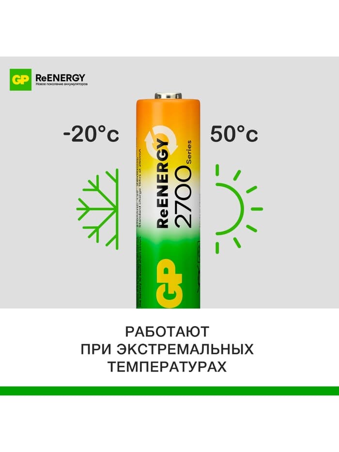 Аккумулятор GP, Ni-Mh, AA, HR 6-4BL, 1.2 В, 2700 мАч, блистер, 4 шт.