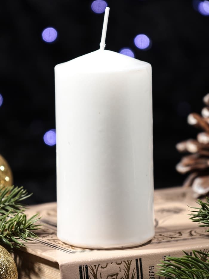 Свеча - цилиндр с накаткой «Лошадь в профиль», 50×100 мм, белая