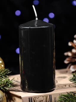 Свеча цилиндр с накаткой «Лошадь в профиль», 50×100 мм, чёрная