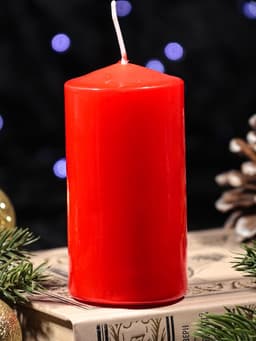 Свеча - цилиндр с накаткой «Конь скачет», 50×100 мм, красная