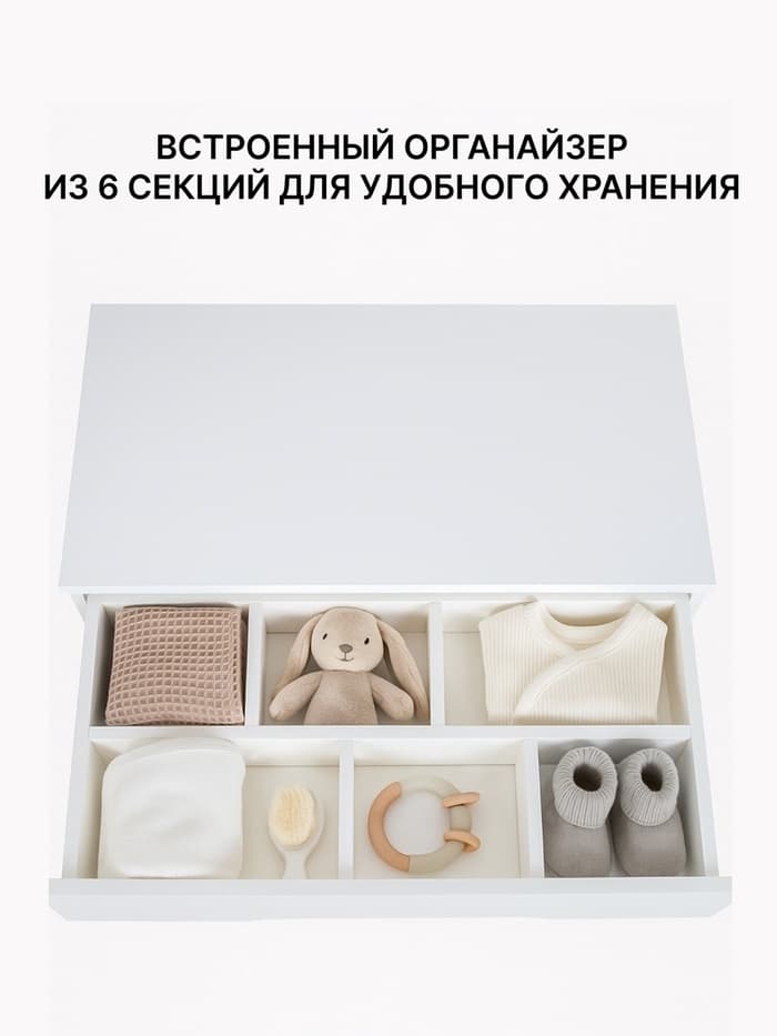 Комод пеленальный детский Indy PRO «Инди ПРО» 800/4, 83×43×85 см, 4 ящика, с органайзером, белый