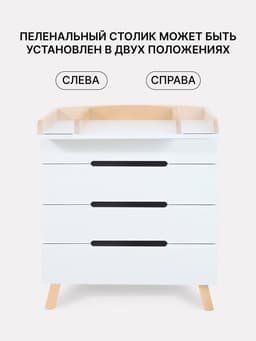 Комод пеленальный детский Indy PRO «Инди ПРО» 800/4, 83×43×85 см, 4 ящика, с органайзером, белый