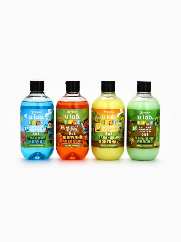 Детский шампунь-гель-пена 3в1, 500 мл, аромат сладкая жвачка, U LAB