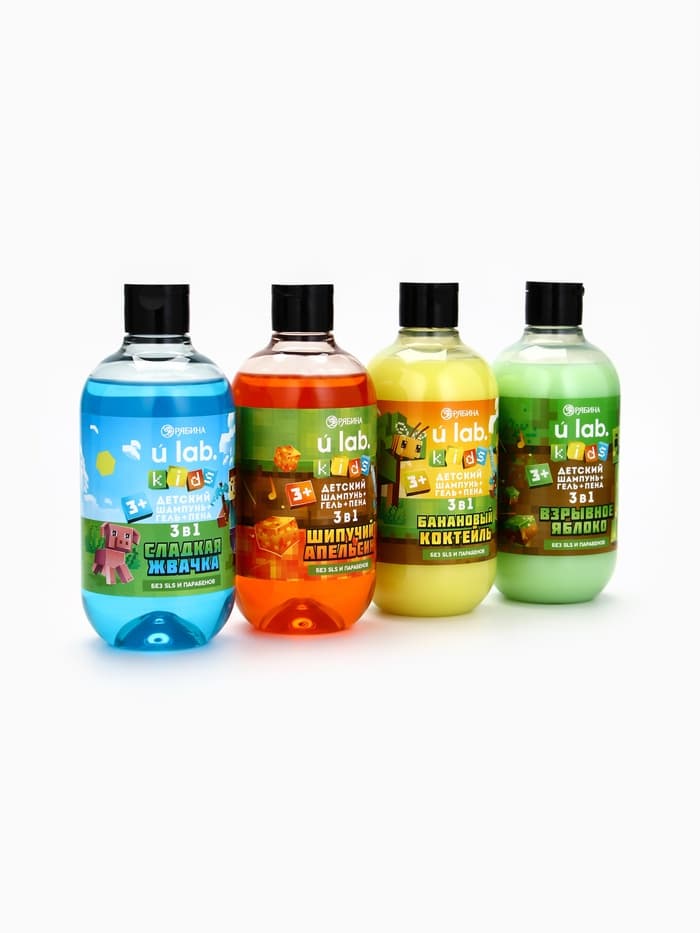 Детский шампунь-гель-пена 3в1, 500 мл, аромат сладкая жвачка, U LAB