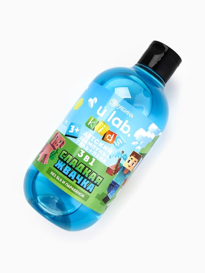Детский шампунь-гель-пена 3в1, 500 мл, аромат сладкая жвачка, U LAB