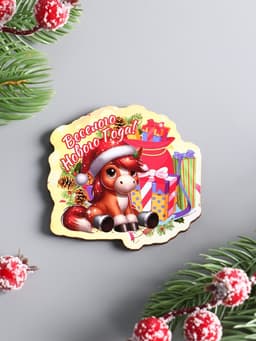 Магнит на холодильник «Лошадка. Весёлого Нового Года», 7×6.5 см