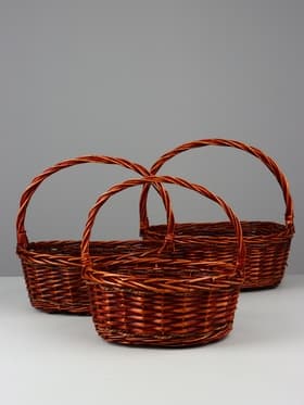 Плетёная корзина для хранения Lippa, лоза, с ручкой, коричневая, набор 3 шт.