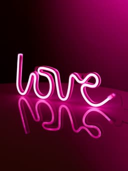 Неоновая вывеска «Любовь», 35×13 см, от батареек AAx3 + USB, розовая