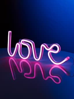 Неоновая вывеска «Любовь», 35×13 см, от батареек AAx3 + USB, розовая