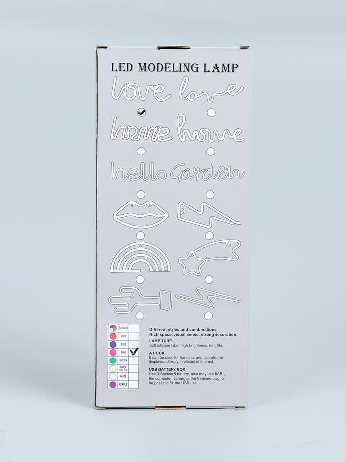 Неоновая вывеска «Любовь», 35×13 см, от батареек AAx3 + USB, розовая