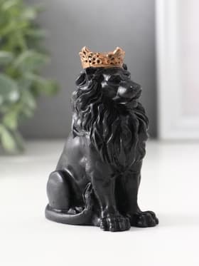 Фигурка гипс «Лев в короне», 9×4×6.5 см, чёрная