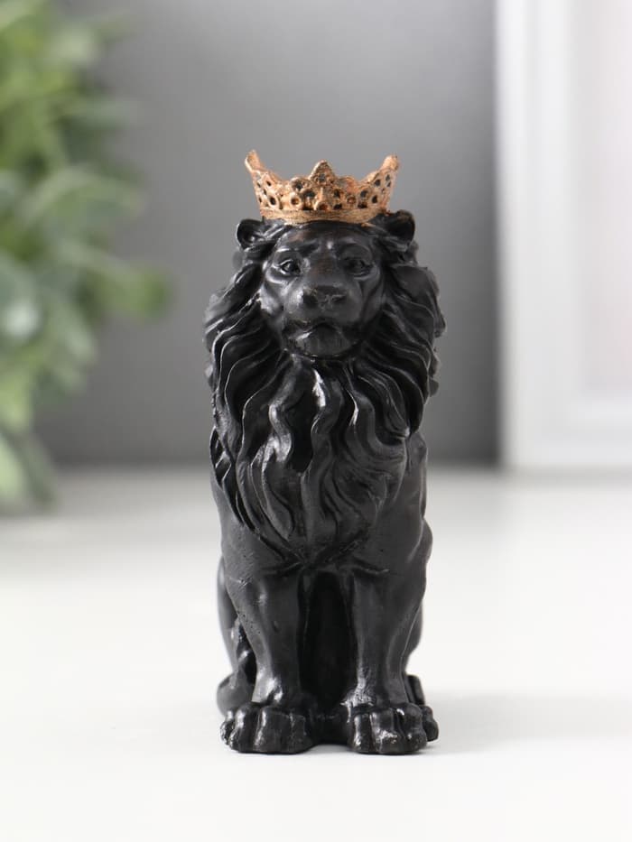 Фигурка гипс «Лев в короне», 9×4×6.5 см, чёрная