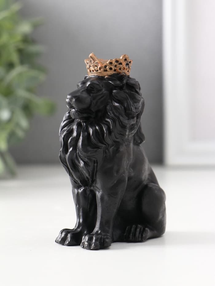 Фигурка гипс «Лев в короне», 9×4×6.5 см, чёрная