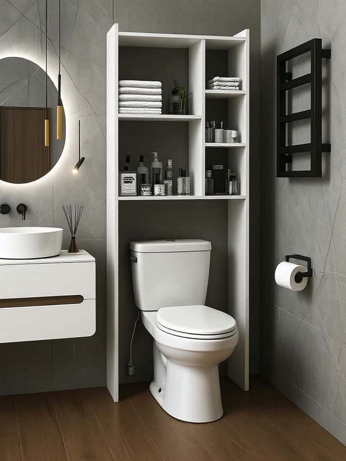Стеллаж напольный «Комфорт» №1, над стиральной машиной, 673×220×1696 мм, цвет белый