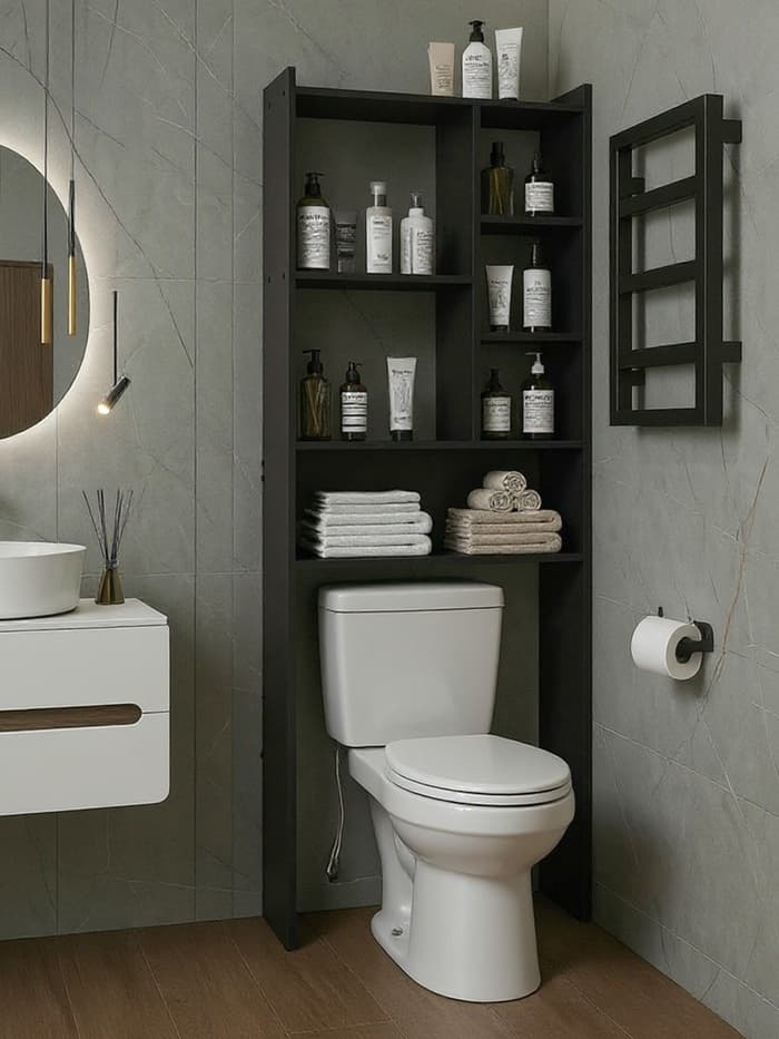 Стеллаж напольный «Комфорт» №1, над стиральной машиной, 673×220×1696 мм, цвет графит