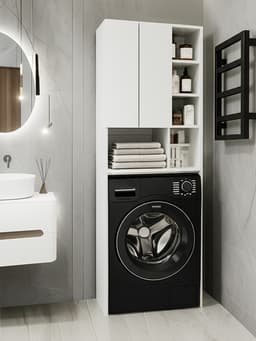 Стеллаж напольный «Комфорт» №2, над стиральной машиной, 640×250×1700 мм, цвет белый