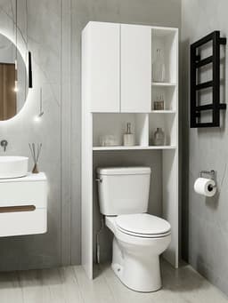 Стеллаж напольный «Комфорт» №2, над стиральной машиной, 640×250×1700 мм, цвет белый