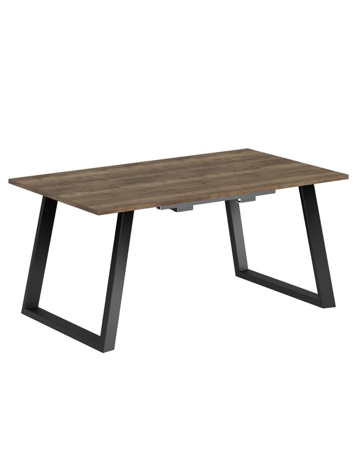 Стол раздвижной «ПЕРСЕЙ EGGER», d=1620(2620)×950 мм, цвет дуб галифакс табак/чёрный матовый