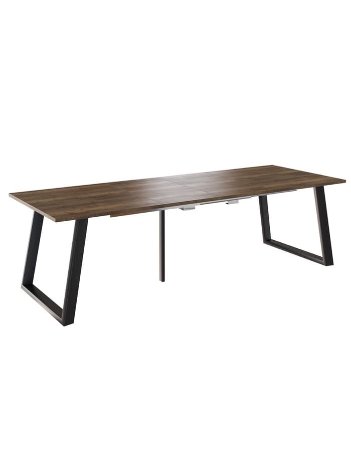 Стол раздвижной «ПЕРСЕЙ EGGER», d=1620(2620)×950 мм, цвет дуб галифакс табак/чёрный матовый