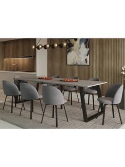 Стол раздвижной «ПЕРСЕЙ EGGER», d=1620(2620)×950 мм, цвет бетон чикаго светлый/чёрный матовый