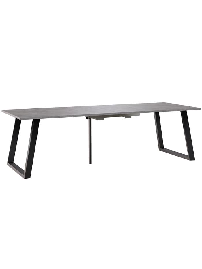 Стол раздвижной «ПЕРСЕЙ EGGER», d=1620(2620)×950 мм, цвет бетон чикаго светлый/чёрный матовый
