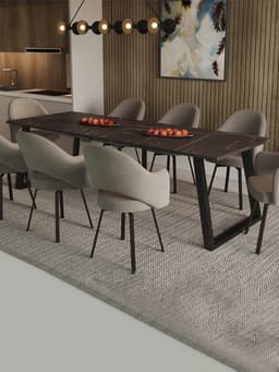 Стол раздвижной «ПЕРСЕЙ EGGER», d=1620(2620)×950 мм, цвет камень чёрный/чёрный матовый