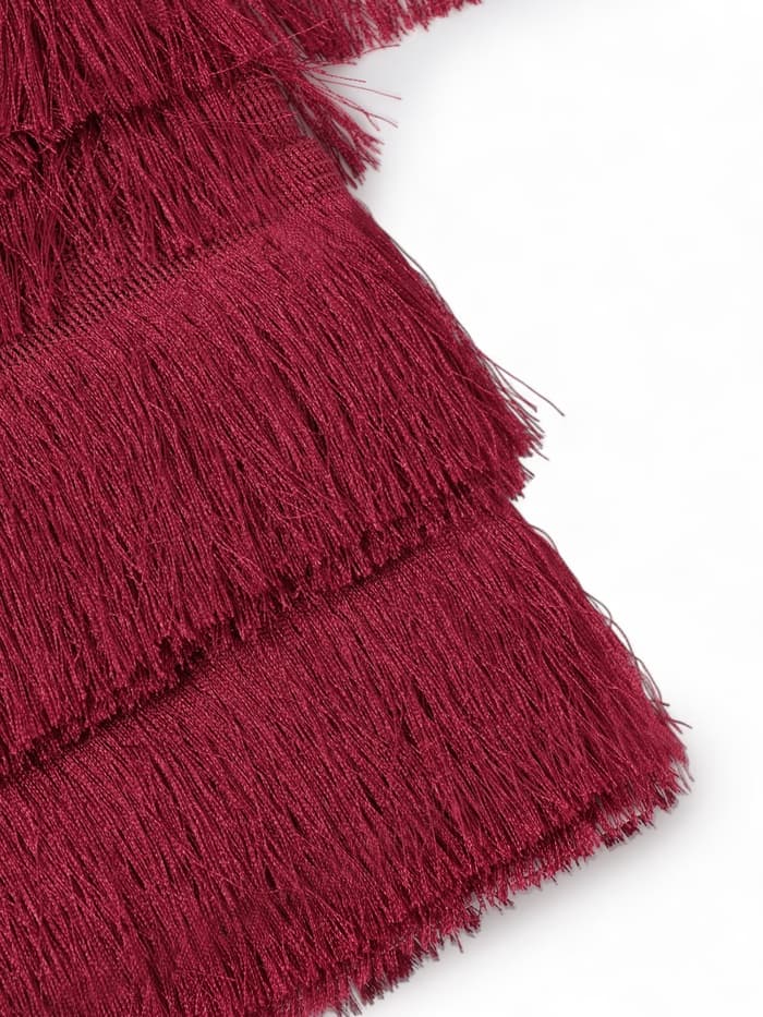 Тесьма декоративная «Бахрома» одинарная, 6.5 см, 20 м±0.5, бордовая