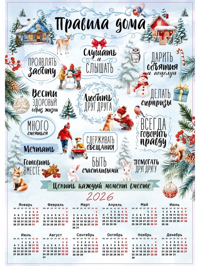 Календарь 2026 настенный «Правила дома», А2