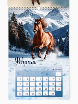 Календарь 2026 перекидной на ригеле А3 «Тройка лошадей»