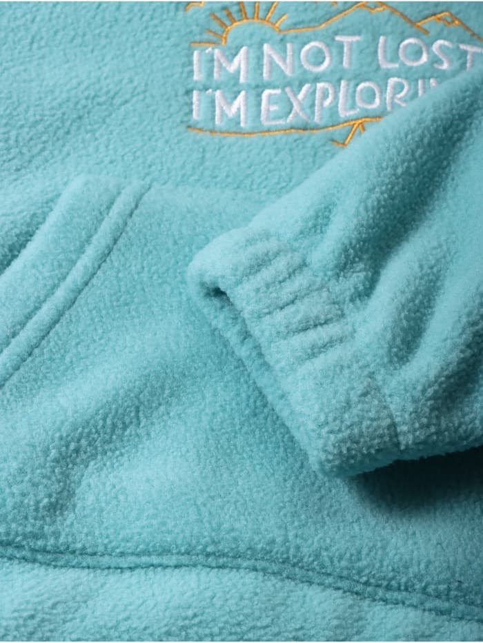 Худи флисовое детское «Крошка Я» Exploring, рост 74-80 см, бирюзовое