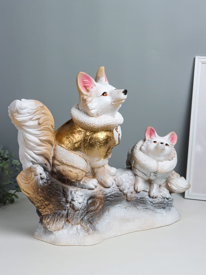 Копилка для денег «Лисичка на бревне», гипс, 45×49×23 см