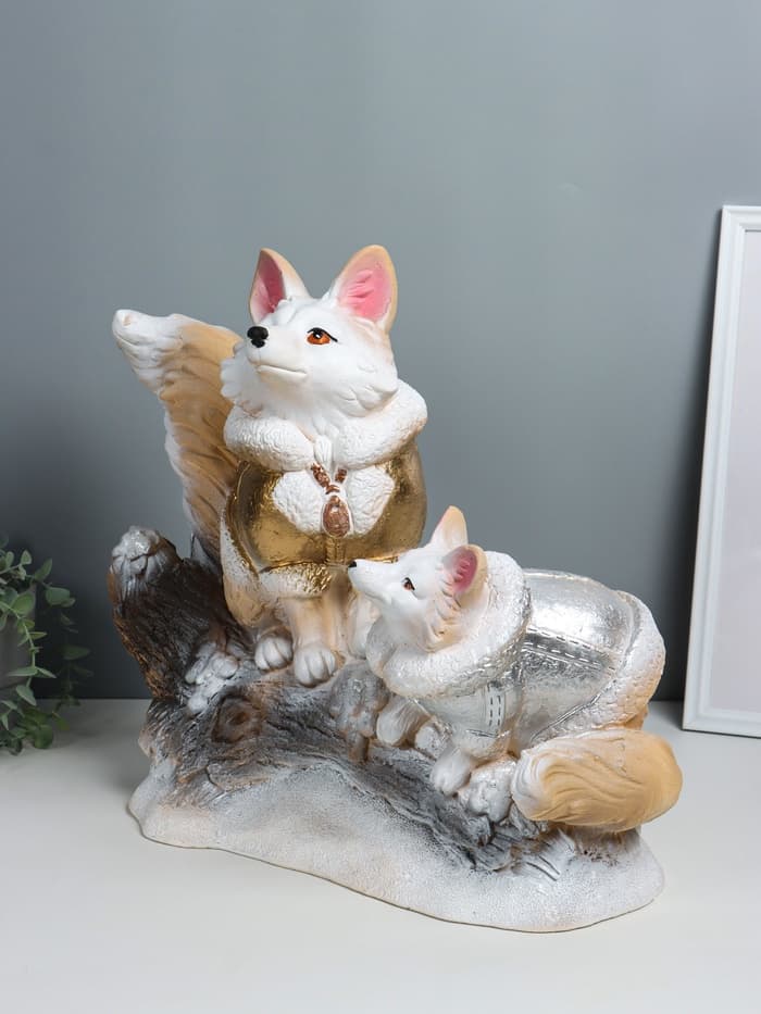 Копилка для денег «Лисичка на бревне», гипс, 45×49×23 см