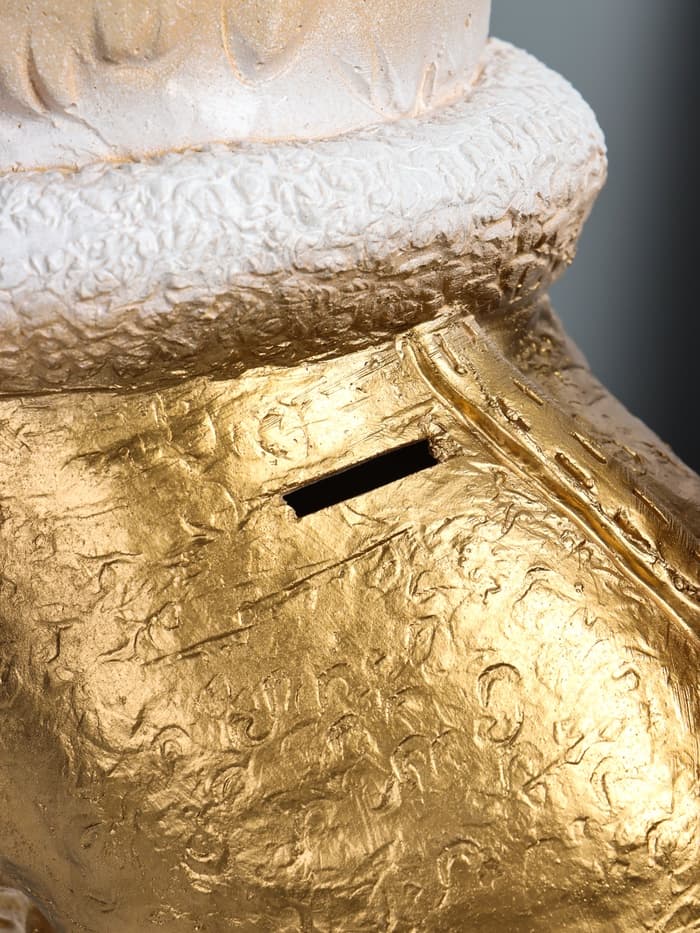 Копилка для денег «Лисичка на бревне», гипс, 45×49×23 см