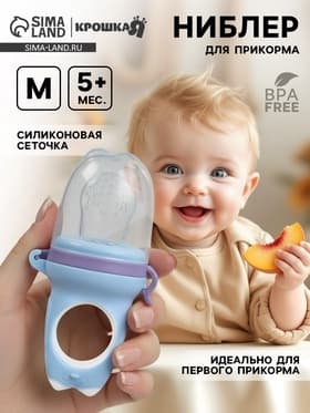 Ниблер для прикорма, от 5 мес., с силиконовой сеточкой, размер М «Дино» МИКС