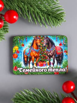 Магнит-календарь на холодильник «Конь новогодний: Семейного тепла», набор 6 шт., 6×4.5 см