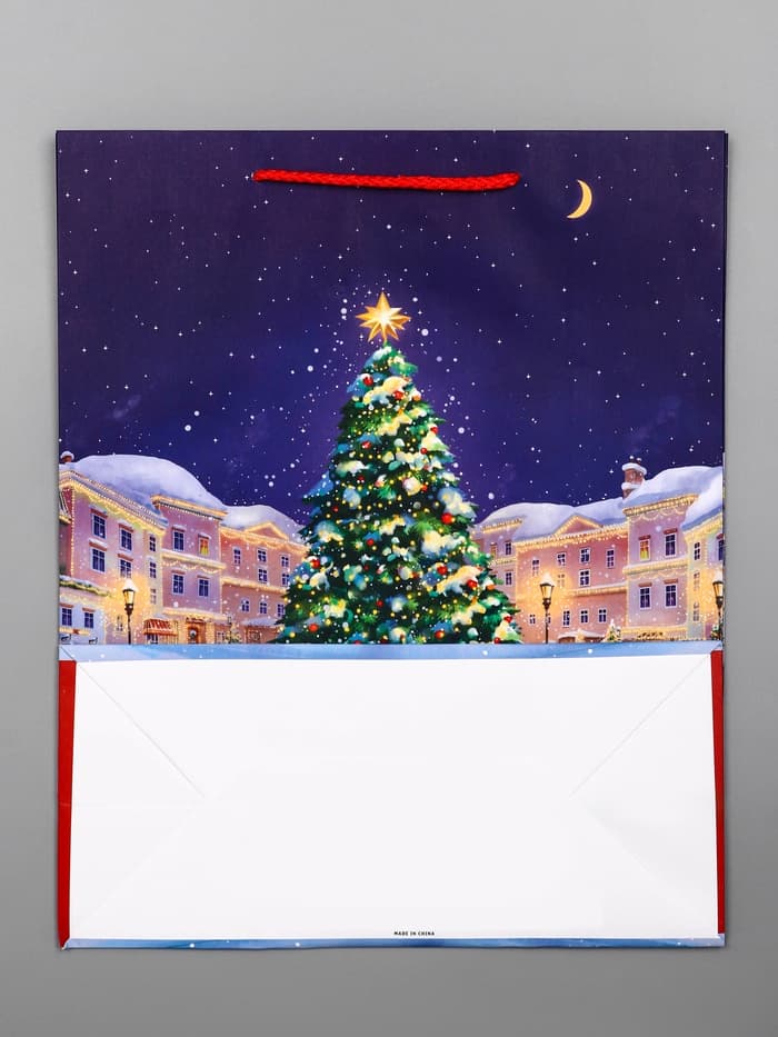 Пакет подарочный новогодний ламинированный, «Новогодний каток», 26×12×32 см