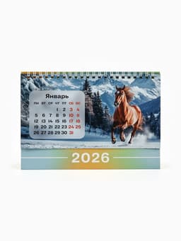 Календарь 2026 настольный, домик «Лошадь с котом» 14×20 см
