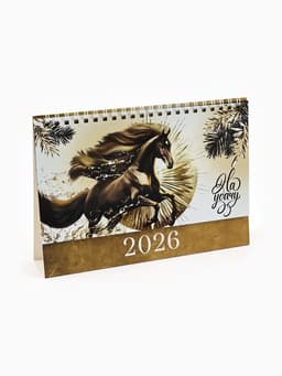 Календарь 2026 настольный, домик «Бело-золотой» 14×20 см