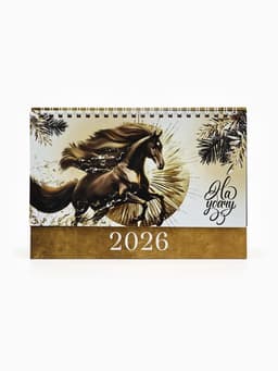 Календарь 2026 настольный, домик «Бело-золотой» 14×20 см