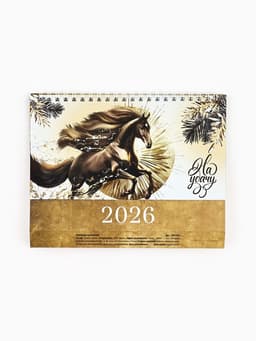 Календарь 2026 настольный, домик «Бело-золотой» 14×20 см