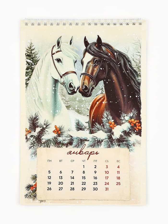 Календарь 2026 на пружине без ригеля «С Новым годом»