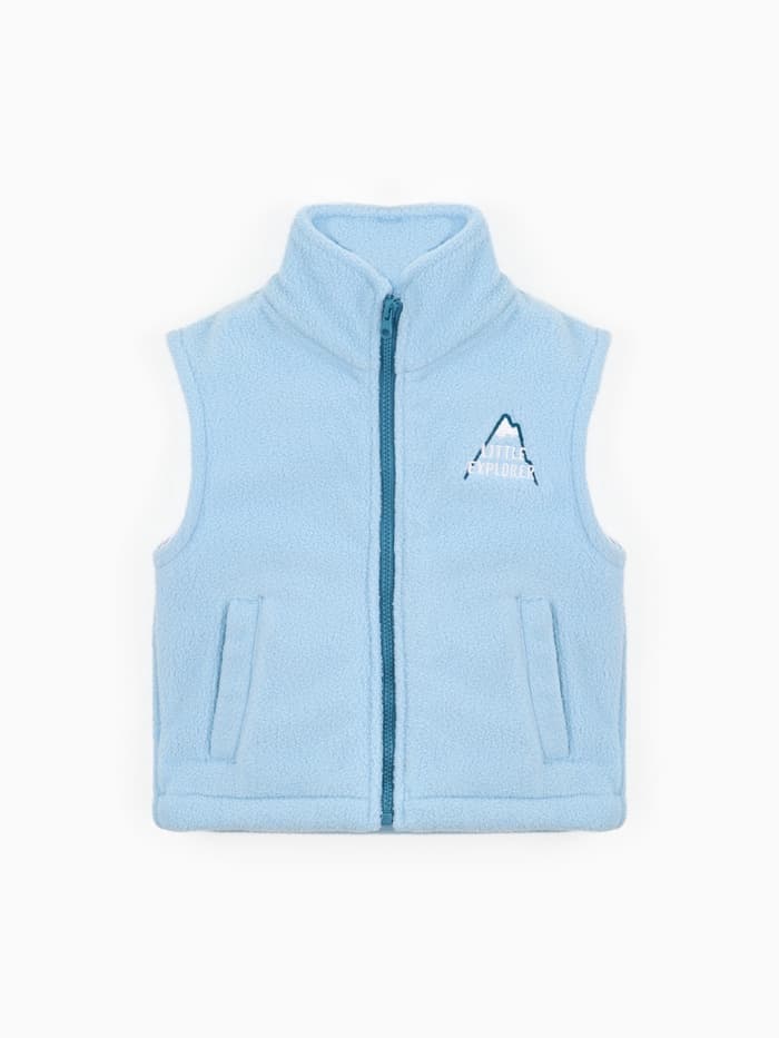 Жилетка флисовая детская «Крошка Я» Little explorer, рост 80-86, голубая