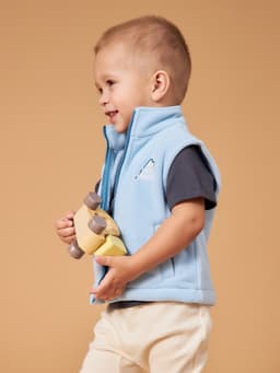 Жилетка флисовая детская «Крошка Я» Little explorer, рост 86-92, голубая