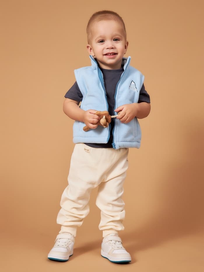 Жилетка флисовая детская «Крошка Я» Little explorer, рост 92-98, голубая