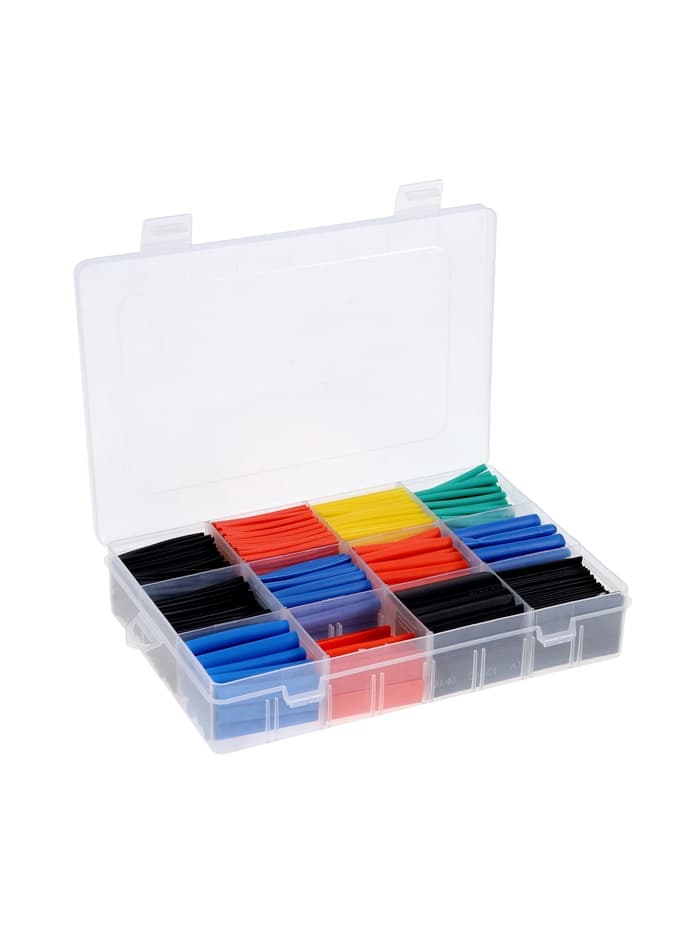 Термоусаживаемая трубка, 1/1.5/2/2.5/3/3.5/4/5/6/7/10/13 мм, набор 750 штук, длина 45 мм, в кейсе