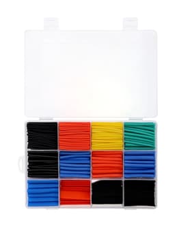 Термоусаживаемая трубка, 1/1.5/2/2.5/3/3.5/4/5/6/7/10/13 мм, набор 750 штук, длина 45 мм, в кейсе