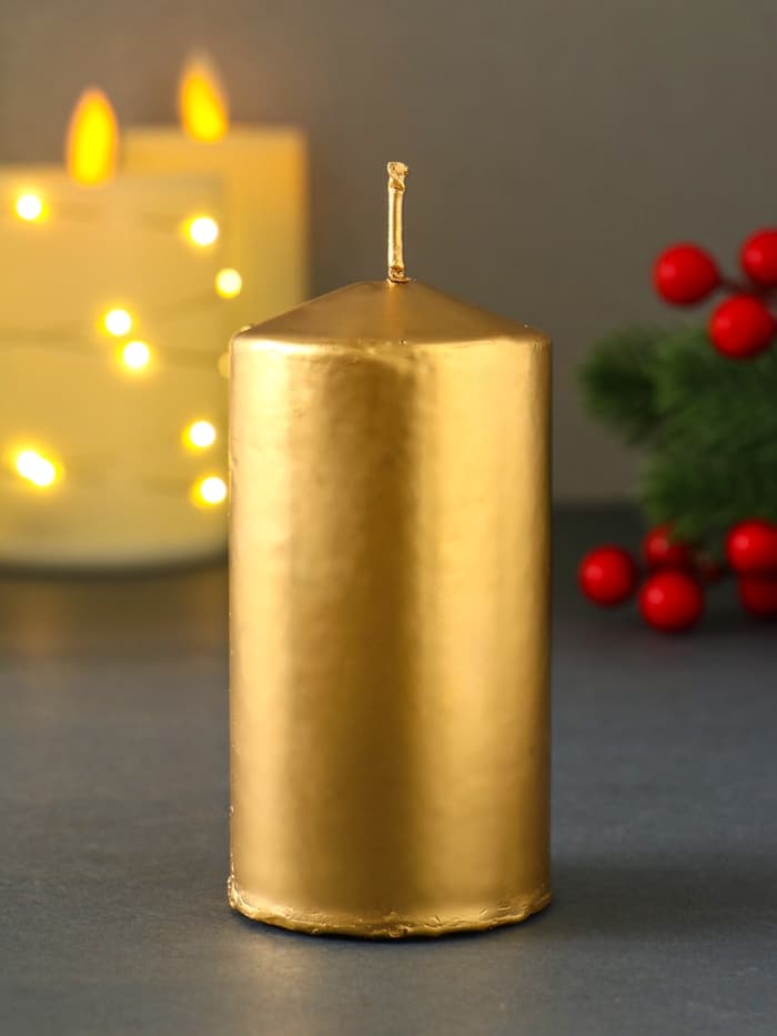 Свеча - цилиндр «Новогодняя ночь», 100×50 см, золотой