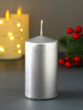 Свеча - цилиндр «Новогодняя ночь»,100×50 см, серебряный
