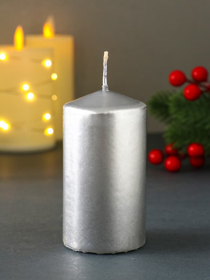 Свеча - цилиндр «Новогодняя ночь»,100×50 см, серебряный